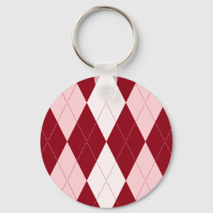 Llavero Rojo Argyle Crimson Forma de Diamante Pequeño Rosa