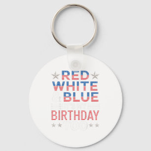 Llavero Rojo Blanco &amp; Azul También Es Mi Cumpleaños 4 