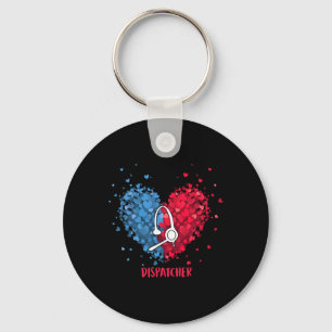 Llavero Rojo Blanco Azul Patriótico Corazón de despachador