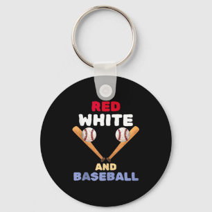 Llavero Rojo blanco y béisbol patriótico bate pelota 4 de