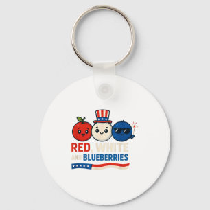 Llavero Rojo, Blanco Y Fresas Patriota Diseño De Dibujos A