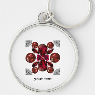 Llavero Rojo de arte Gemstone de rubí y diamantes