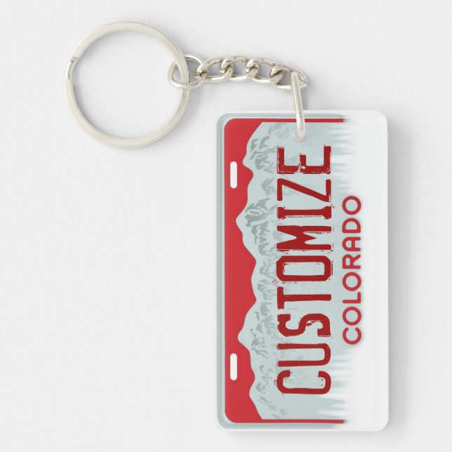 Llavero rojo de la placa de la licencia adaptable (Frente)