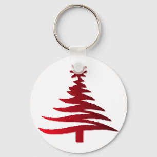Llavero Rojo del patrón del árbol de Navidad