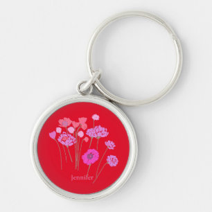 Llavero Rojo floral moderno bonito