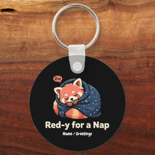 Llavero Rojo Listo Para Una Siesta Panda Rojo Dormilón Kaw