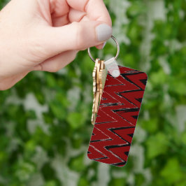 Llavero Rojo, Negro y Blanco Zigzag – Artístico y Elegante
