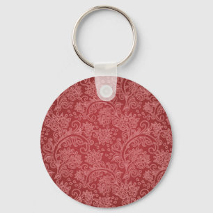Llavero Rojo Paisley Damask Diseñador Floral Vintage Clási