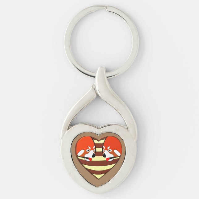 Llavero Rojo Panda, corazón de amor (Anverso)