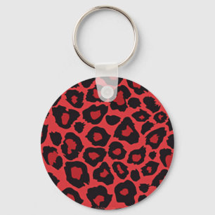 Llavero Rojo rojo de la impresión del leopardo rocoso de R