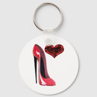 Llavero Rojo Stiletto Shoe y diseño 3D Heart