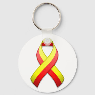 Llavero rojo y amarillo de la cinta de la