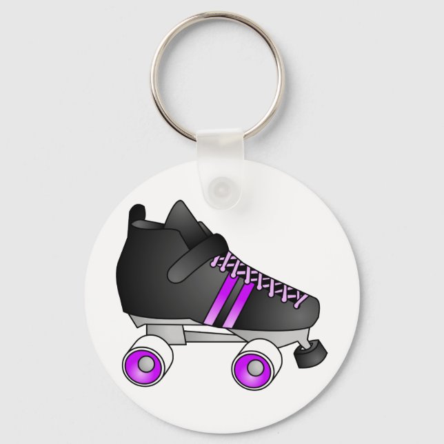 Llavero Roller Derby Skates Black and Purple (Anverso)