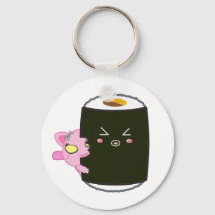 Llavero Rollo de sushi de Kawaii con Nadel el gato