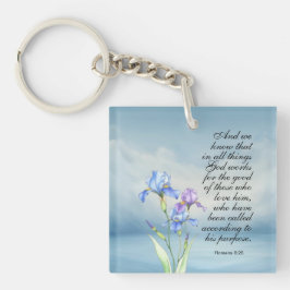 Llavero Romanos 8:28 Iris Watercolor