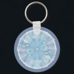 Llavero romantic blue umbrellas button keychain<br><div class="desc">Spring and summer motif with all these umbrellas in light blue denim and lace. Soft and romantic for sweet everyday life.</div>