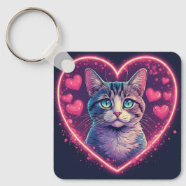 Llavero Romantic Cat Lover Gift | Aesthetic Neon Animal