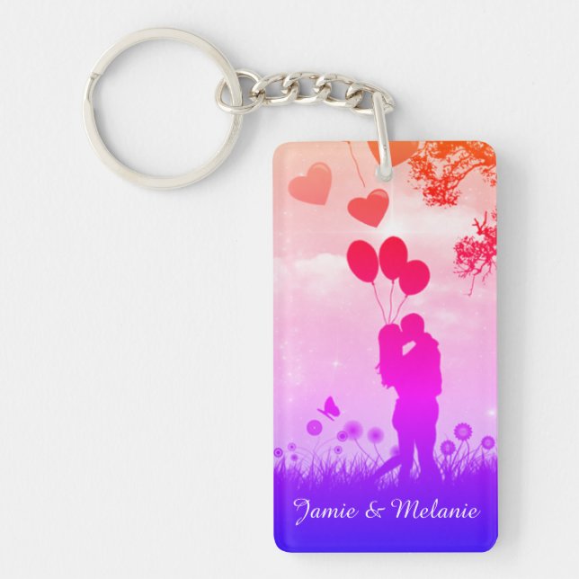 Llavero Romantic Couple Silhouette Love Art Personalised (Frente)