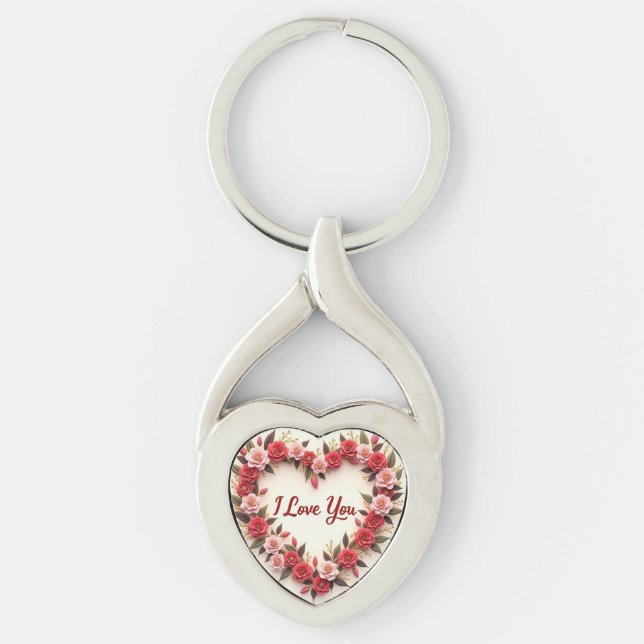 Llavero Romantic Heart Keychain - I Love You Gift (Anverso)