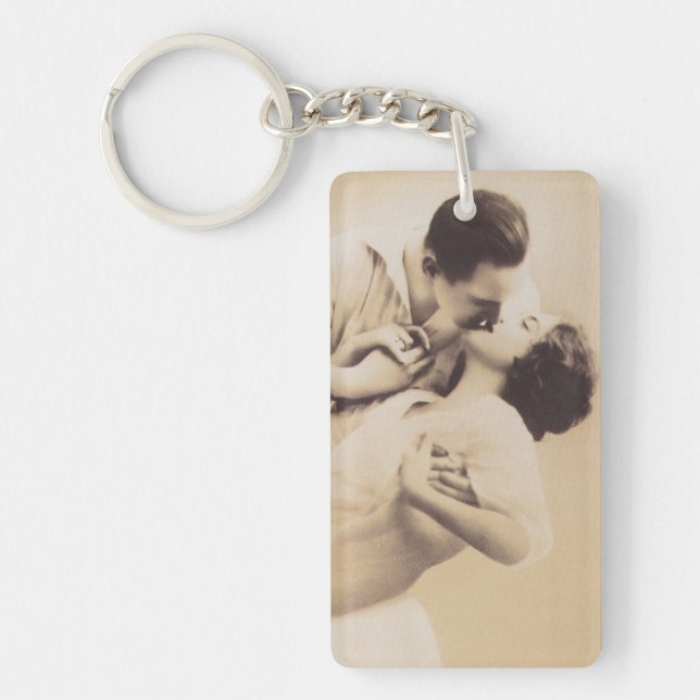 Llavero Romantic Love Couple Kissing vintage illustration (Frente)