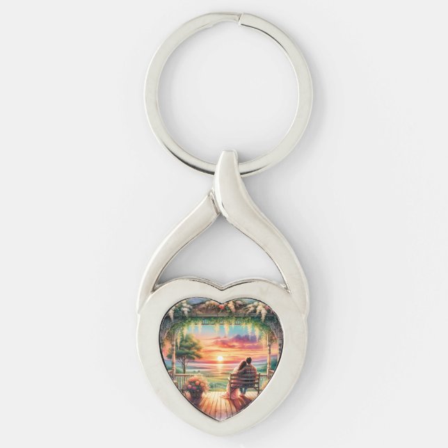 Llavero Romantic Sunset Porch View Illustration (Anverso)
