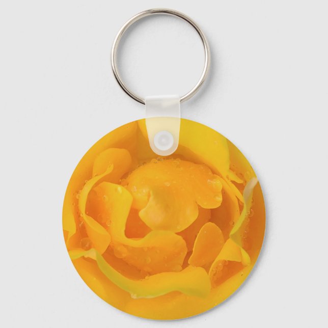 Llavero Romantic Yellow Rose Water Drops (Anverso)