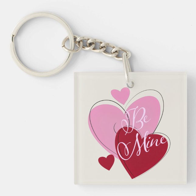 Llavero Romántico Be Mine Hearts Valentine de doble cara (Frente)