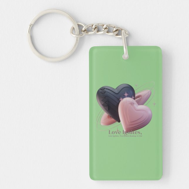 Llavero Romántico Keychain de dos corazones (Frente)