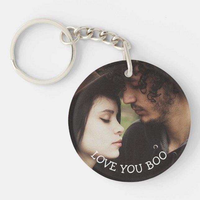 Llavero Romántico mensaje personalizado y pareja de fotos (Frente)