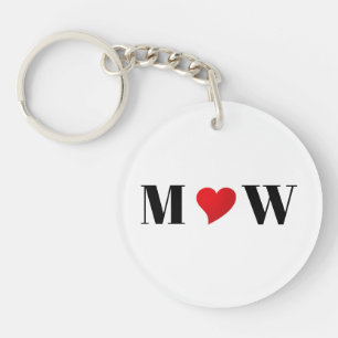 Llavero Romántico personalizado de corazón rojo iniciales