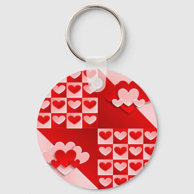 Llavero Romántico Valentine Love Hearts Red White Heart (Anverso)