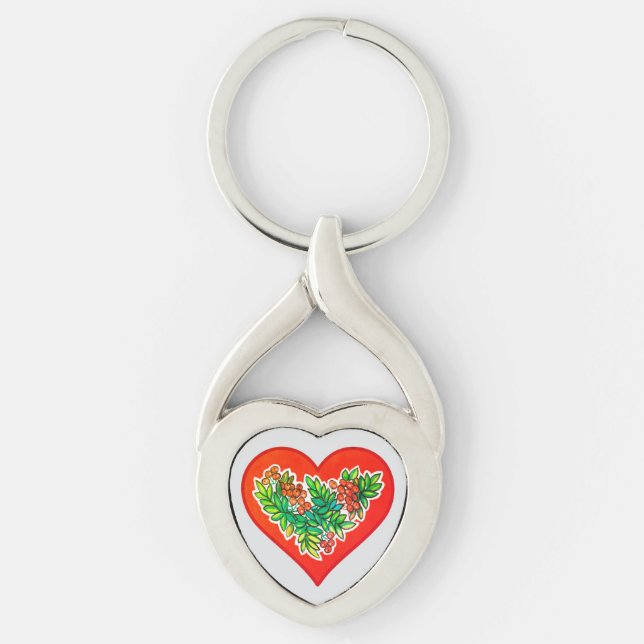 Llavero Romantisches Herz mit Beeren und Blättern (Anverso)