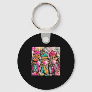 Llavero Rompe nueces de pinceladas retro soplando chicle C