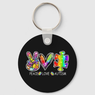Llavero rompecabezas autismo mes conciencia señal de paz,
