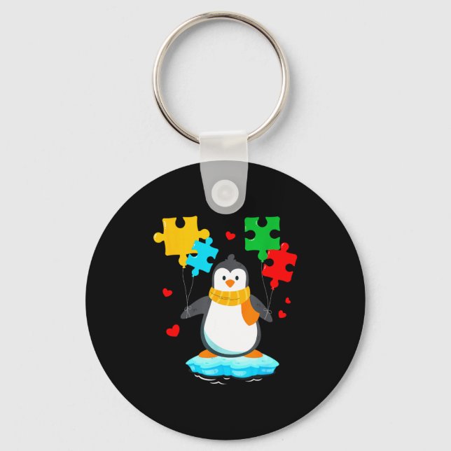Llavero Rompecabezas de pingüino divertido mes de concient (Anverso)