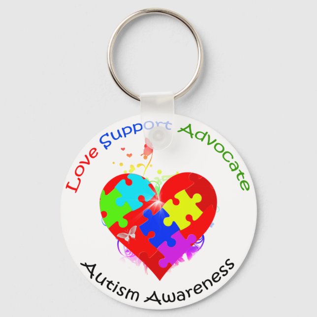 Llavero Rompecabezas del autismo en el corazón (Anverso)