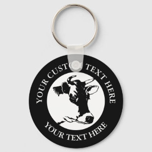 Llavero Ronda clásica de texto Personalizado de vaca