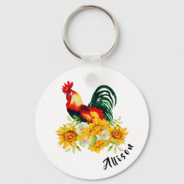 Llavero Rooster con girasoles personalizado
