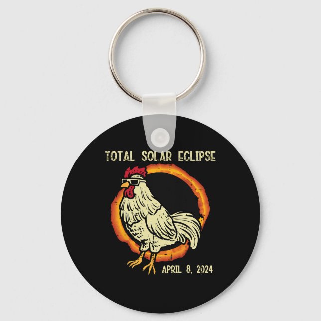 Llavero Rooster Eclipse solar total 2024 Abril 8 Hombres M (Anverso)