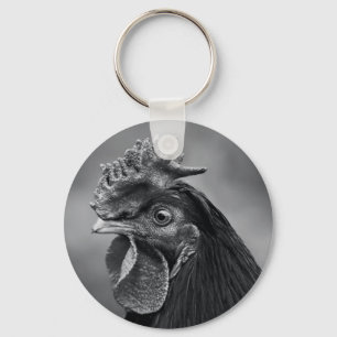 Llavero Rooster negro y blanco