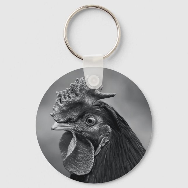 Llavero Rooster negro y blanco (Anverso)