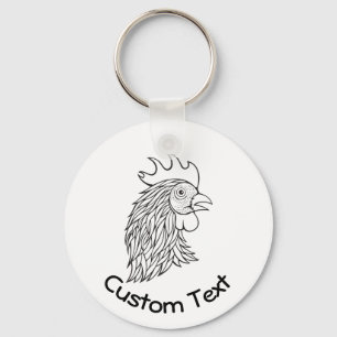 Llavero Rooster's Head Line Art Keychain