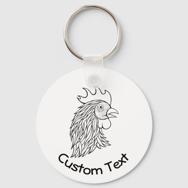 Llavero Rooster's Head Line Art Keychain (Anverso)