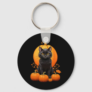Llavero Ropa De Calabaza De Halloween De Gato Negro Retro