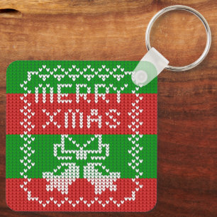 Llavero Ropa de jingle de patrón de suéter feo Hilo de nav