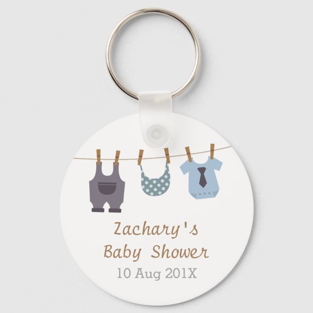 Llavero Ropa infantil moderna Baby Boy Shower Party Favor (Anverso)
