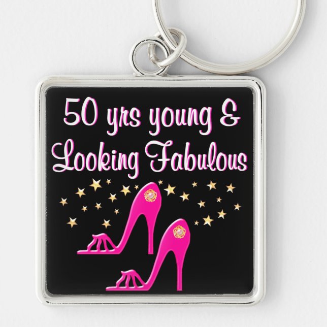 LLAVERO ROSA 50 AÑOS JÓVENES Y FABULOSOS (Frente)