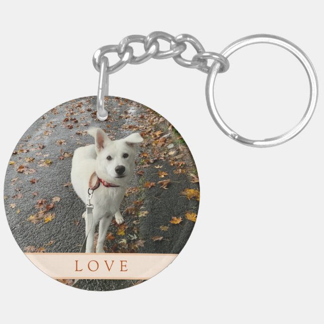 Llavero Rosa abstracto (Naranja) Keychain acrílico (Atrás Derecha)