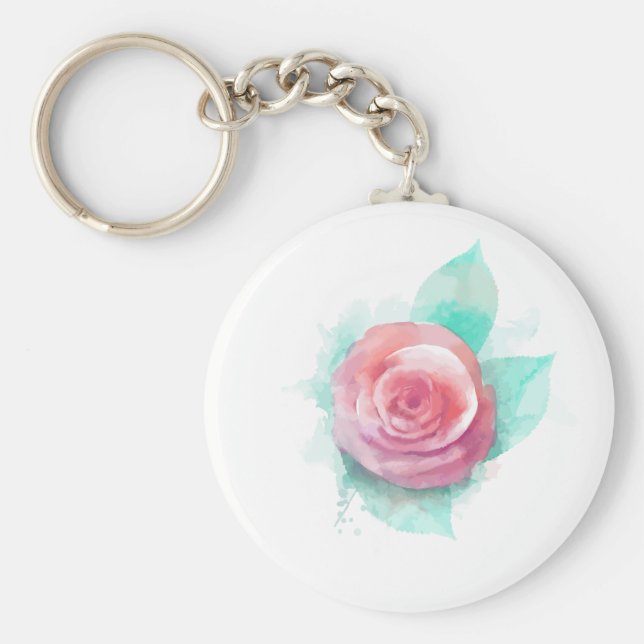 Llavero Rosa acuarela (Frente)