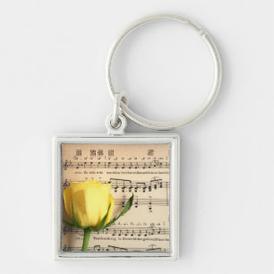 Llavero Rosa amarilla de la música de la hoja